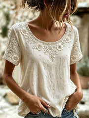 Haut élégant en coton et lin pour femme