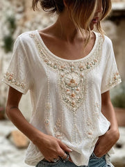 Haut élégant en coton et lin pour femme