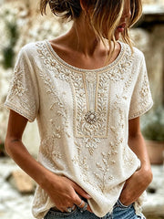 Haut élégant en coton et lin pour femme