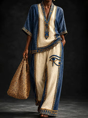 Ensemble en coton et lin d’art africain pour femmes