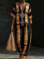 Ensemble en coton et lin d’art africain pour femmes