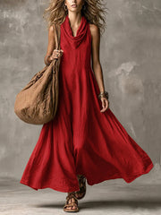 Robe maxi sans manches à col en V pour femmes
