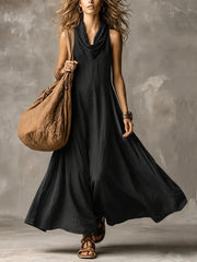 Robe maxi sans manches à col en V pour femmes