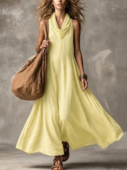 Robe maxi sans manches à col en V pour femmes