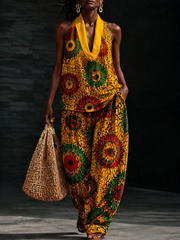 Ensemble en coton et lin d’art africain pour femmes