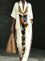 Ensemble en coton et lin d’art africain pour femmes
