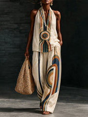 Ensemble en coton et lin d’art africain pour femmes
