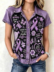 T-shirt à imprimé motif de soutien à la cause de l’Alzheimer pour femme
