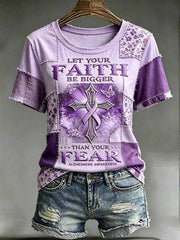 T-shirt à imprimé motif de soutien à la cause de l’Alzheimer pour femme