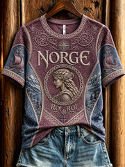 T-shirt décontracté Retro Norwegian Viking Totem pour femme