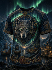 T-shirt décontracté style vintage avec imprimé art VikingNorse