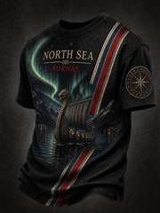 T-shirt décontracté de style vintage avec imprimé d’art viking nordique
