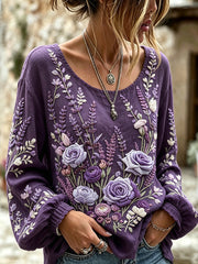 Motif de fleurs imprimé lin décontracté coton et chemise en lin