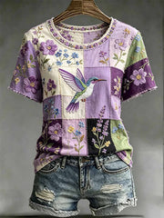 T-shirt imprimé à la mode pour femmes Alzheimer Support Pattern