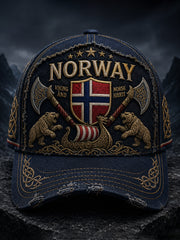 Chapeau unisexe imprimé art patriotique sur le thème des Vikings norvégiens