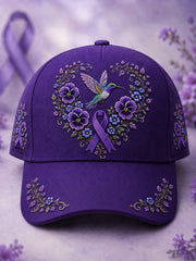 Chapeau unisexe à imprimé floral et colibri pourpre de soutien de conscience