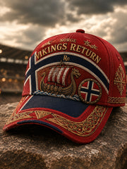Chapeau imprimé d’art patriotique à thème viking norvégien, unisexe