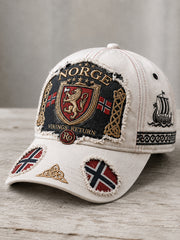 Chapeau imprimé d’art patriotique à thème viking norvégien, unisexe