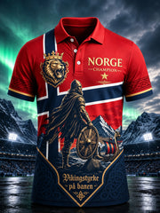 Polo avec impression artistique commémorative de la Journée de la Norvège pour hommes