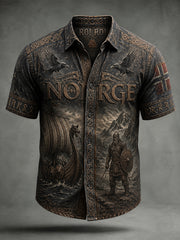 Chemise décontractée rétro d'inspiration viking norvégienne