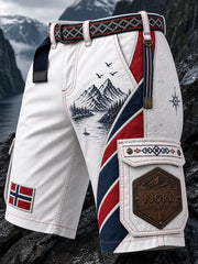 Pantalon Cargo Décontracté Style Vintage Avec Imprimé Art Norvégien VikingNordique