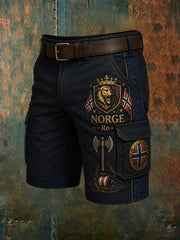 Shorts à imprimé artistique patriotique pour homme, thème viking norvégien