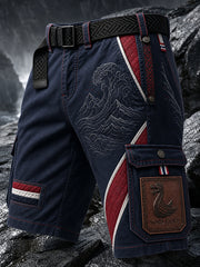 Pantalon cargo décontracté de style vintage avec imprimé d’art viking norvégien