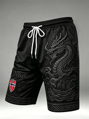 Short à cordon imprimé drapeau à noeud celtique Norway Viking Dragon & Ship pour homme