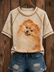 T-shirt mignon à manches courtes col rond pour femmes