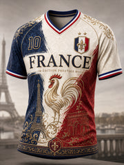 T-shirt à col en V pour la commémoration patriotique française, modèle homme