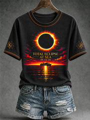 T-shirt décontracté imprimé Femme lors de l’éclipse totale de soleil en 2026
