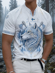 T-shirt à imprimé viking patriotique finlandais pour hommes