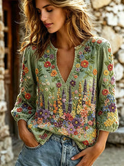 Chemise en coton et lin pour femme