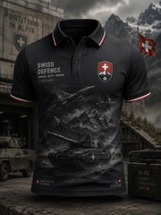 Polo homme à manches courtes au motif vintage de style militaire