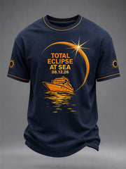 T-shirt décontracté imprimé «Éclipse totale du Soleil en 2026 pour hommes»