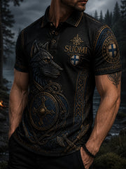 Polo Viking Patriotic Art Print Finlandais pour homme