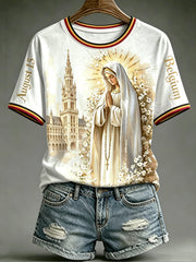 Jour de l'Assomption belge des femmes imprimé mode Vintage lâche T-shirt à manches courtes
