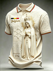 Chemise à manches courtes à col polo belge pour homme