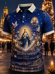 Polo Homme À Manches Courtes Imprimé Graphique Célébration Du Jour D'assomption