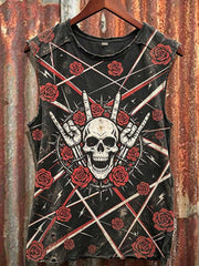 Débardeur vintage pour homme à imprimé de groupe punk rock