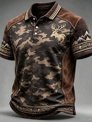 Polo décontracté à imprimé camouflage suisse pour hommes