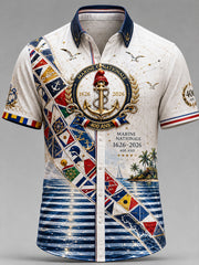 Chemise décontractée pour homme, marine française, manches courtes