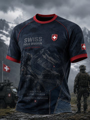 T-shirt raglan à manches courtes pour homme, avec imprimé vintage de style militaire