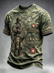 T-shirt décontracté à imprimé camouflage suisse pour hommes