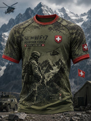 T-shirt raglan à manches courtes pour homme, avec imprimé vintage de style militaire