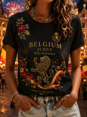 T-shirt femme à manches courtes avec imprimé célébrant la fête nationale