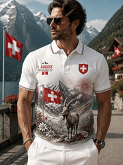 Polo homme à manches courtes imprimé fête nationale