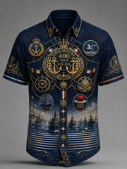Chemise décontractée pour homme, marine française, manches courtes