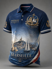 Chemise à manches courtes pour homme, motifs villes françaises