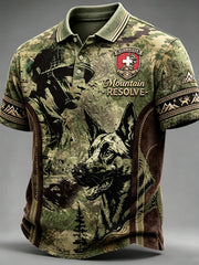 Polo décontracté à imprimé patchwork camouflage suisse pour hommes